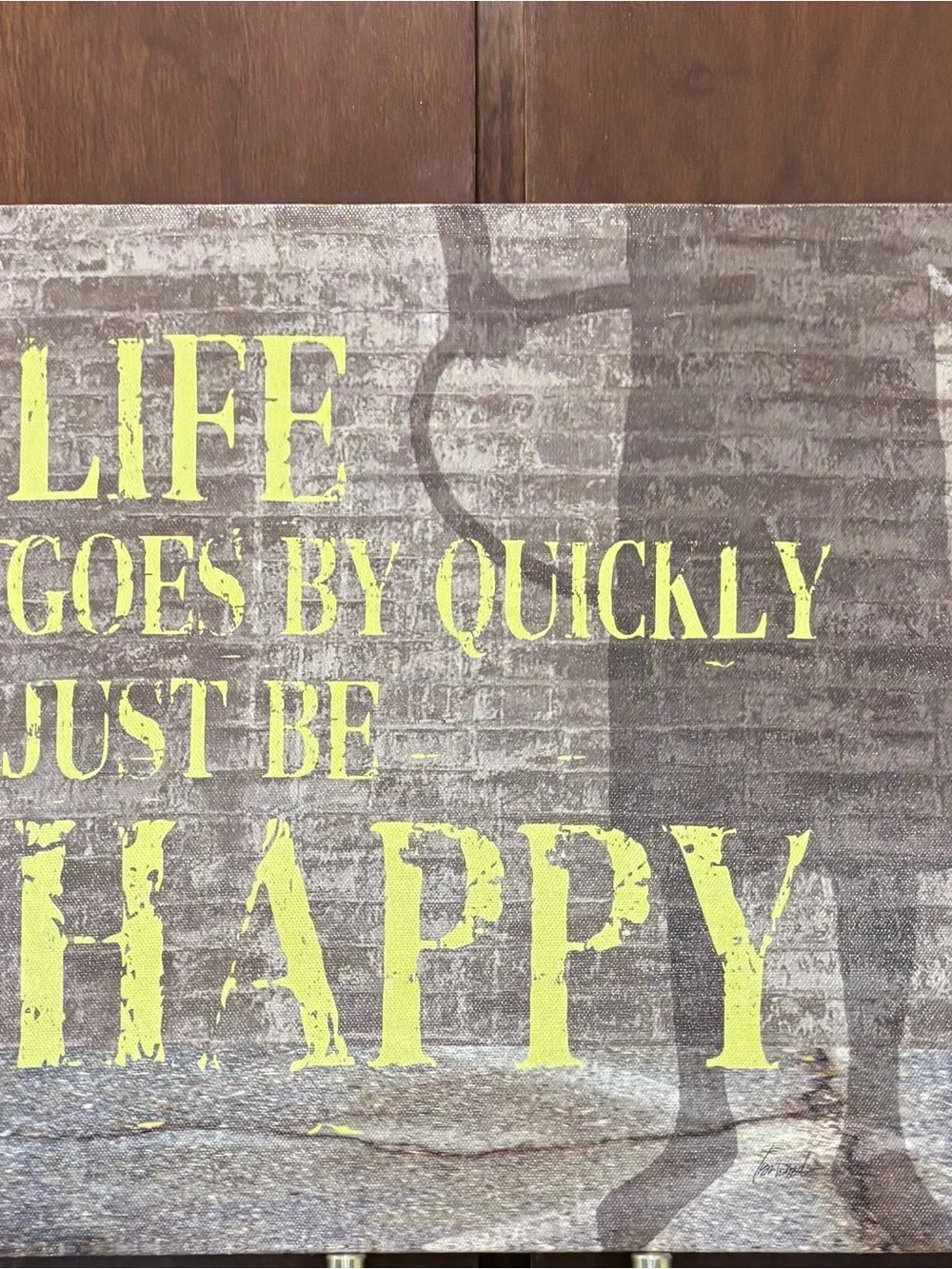 Just Be Happy Yellow Wall Sign - Rustic Home Wall Decor